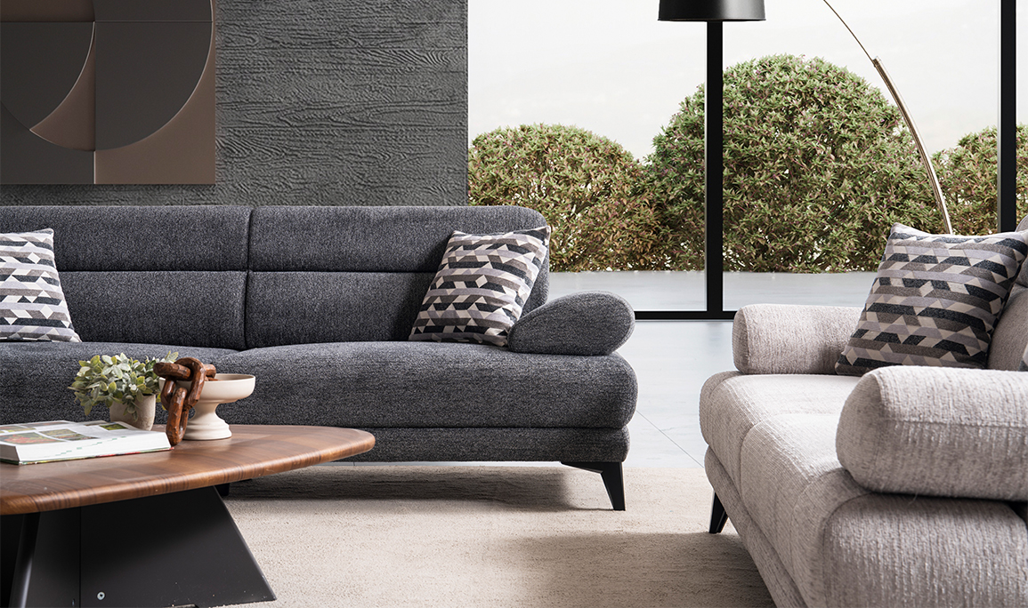Medusa Home Mobilya - Side Antrasit Üçlü Koltuk