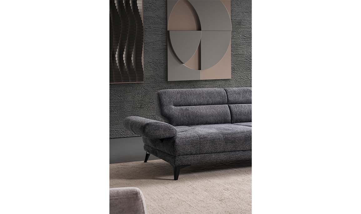 Medusa Home Mobilya - Side Antrasit Üçlü Koltuk
