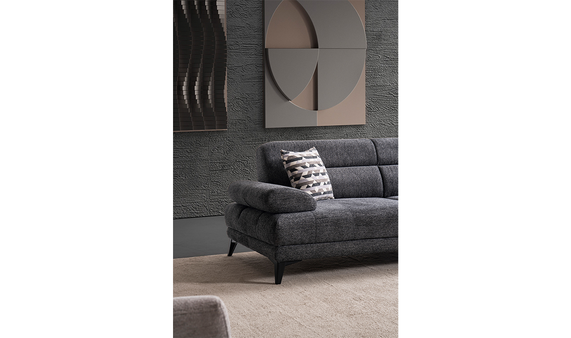 Medusa Home Mobilya - Side Antrasit Üçlü Koltuk
