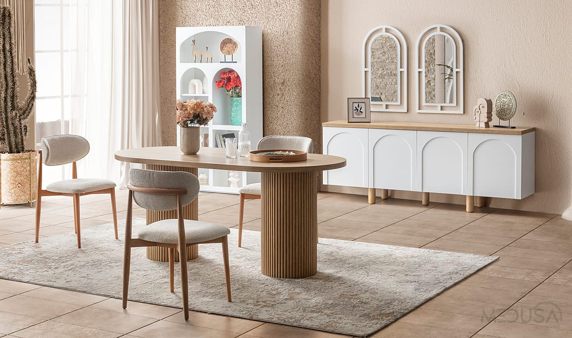 Medusa Home Mobilya - Siena Bohem Beyaz Yemek Odası