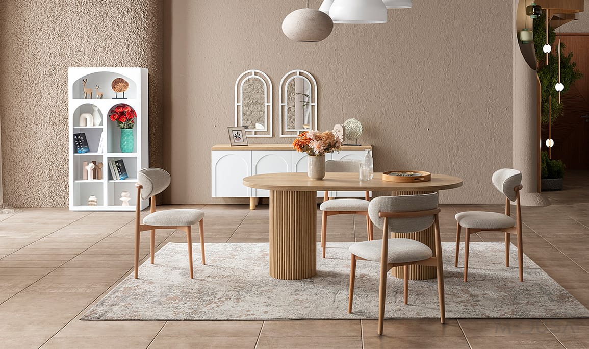 Medusa Home Mobilya - Siena Bohem Beyaz Yemek Odası