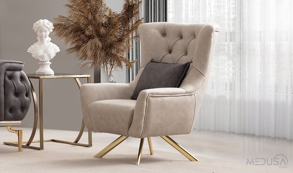 Medusa Home Mobilya - Silea Luxury Krem Berjer