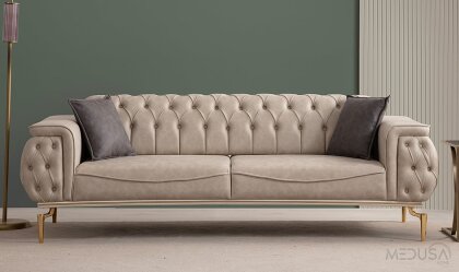 Medusa Home - Silea Luxury Krem Üçlü Koltuk Medusa Home - Silea Luxury Krem Üçlü Koltuk