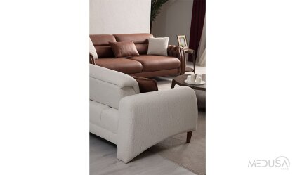 Medusa Home Mobilya - Silvano Beyaz Üçlü Koltuk