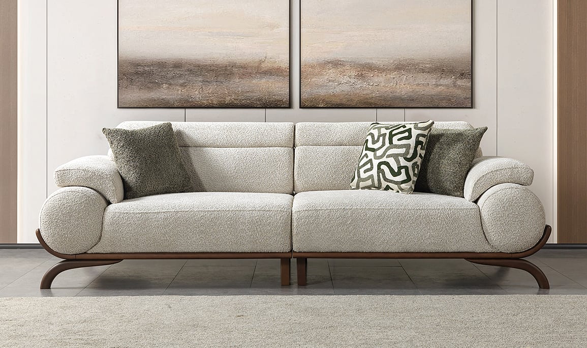 Medusa Home Mobilya - Sirius Beyaz Üçlü Koltuk