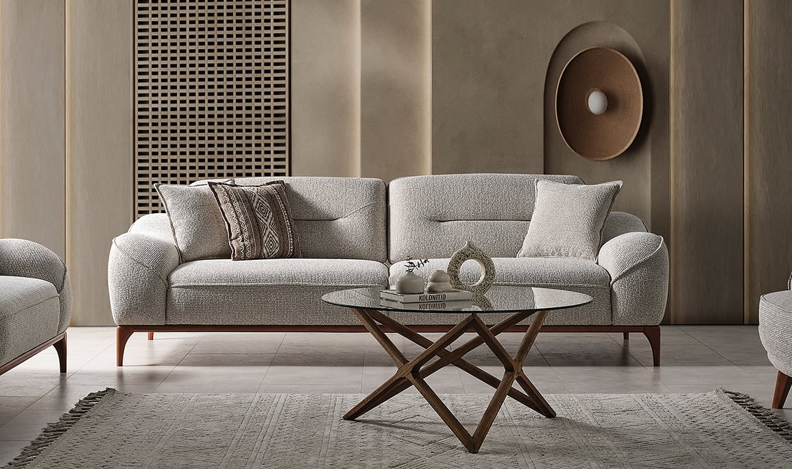 Medusa Home Mobilya - Sista Ceviz Üçlü Koltuk