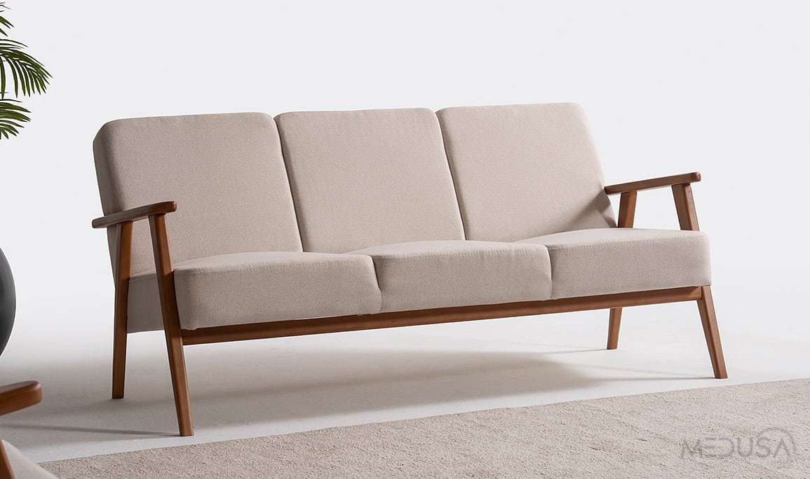 Medusa Home Mobilya - Skana Dark Üçlü Koltuk