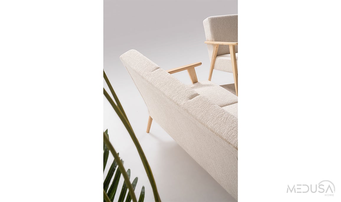 Medusa Home Mobilya - Skana White Üçlü Koltuk