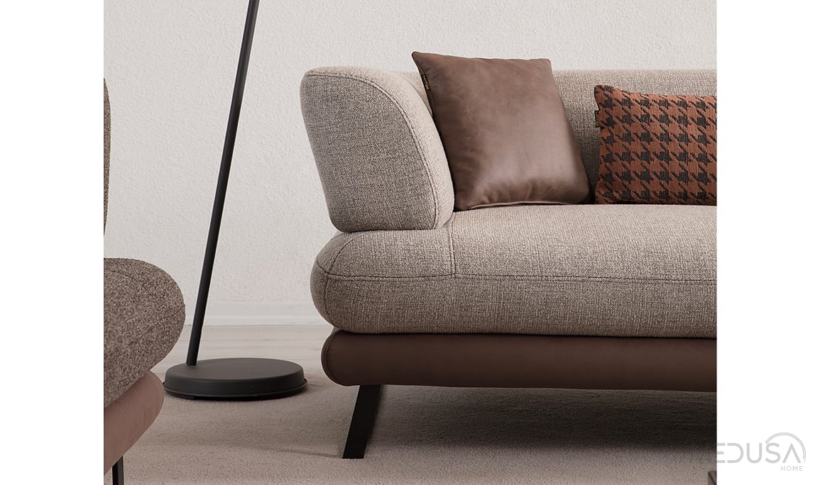 Medusa Home Mobilya - Soft Açık Kahve Üçlü Koltuk