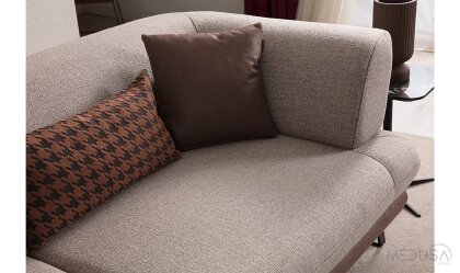 Medusa Home Mobilya - Soft Açık Kahve Üçlü Koltuk