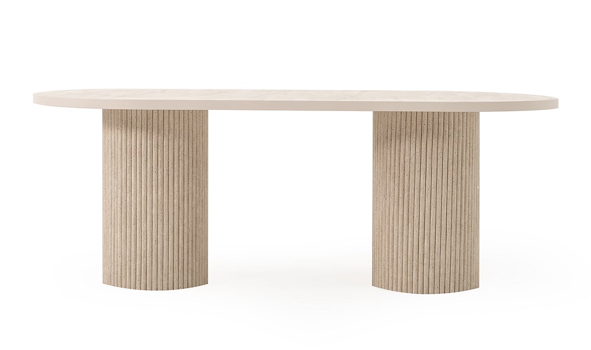 Medusa Home Mobilya - Soft Çıtalı Traverten Mutfak Masası
