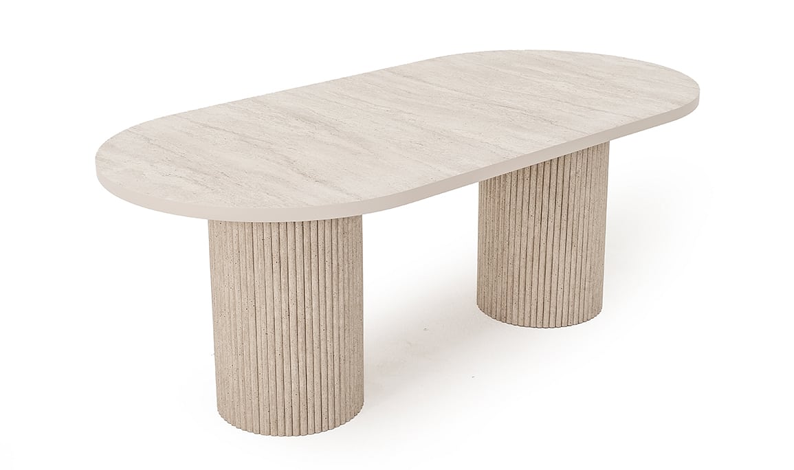 Medusa Home Mobilya - Soft Çıtalı Traverten Mutfak Masası