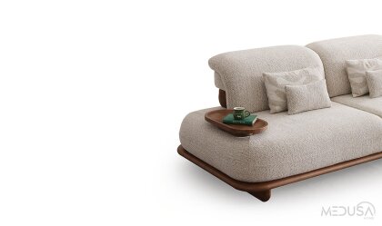 Medusa Home Mobilya - Sofya Ahşap Kollu Üçlü Koltuk