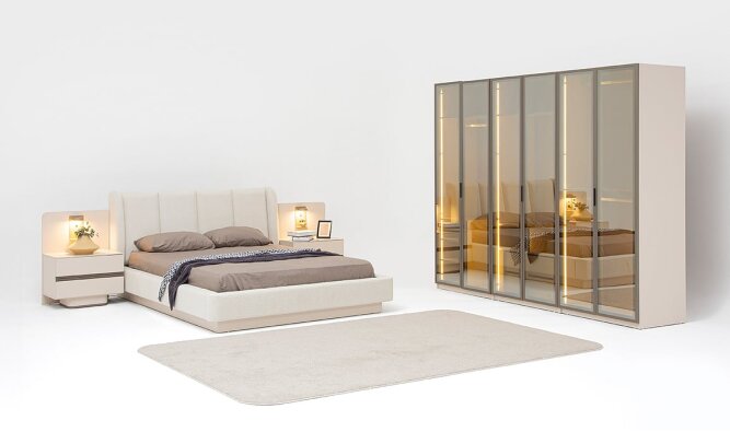 Medusa Home Mobilya - Solea Glass Yatak Odası - Modern Yatak Odası