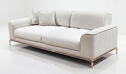 Solena Luxury Beyaz Üçlü Koltuk