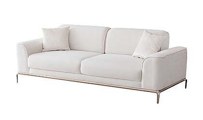 Medusa Home Mobilya - Solena Luxury Beyaz Üçlü Koltuk