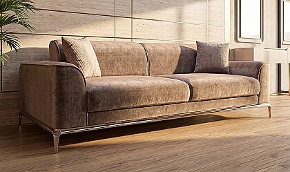 Medusa Home Mobilya - Solena Luxury Kahve Üçlü Koltuk