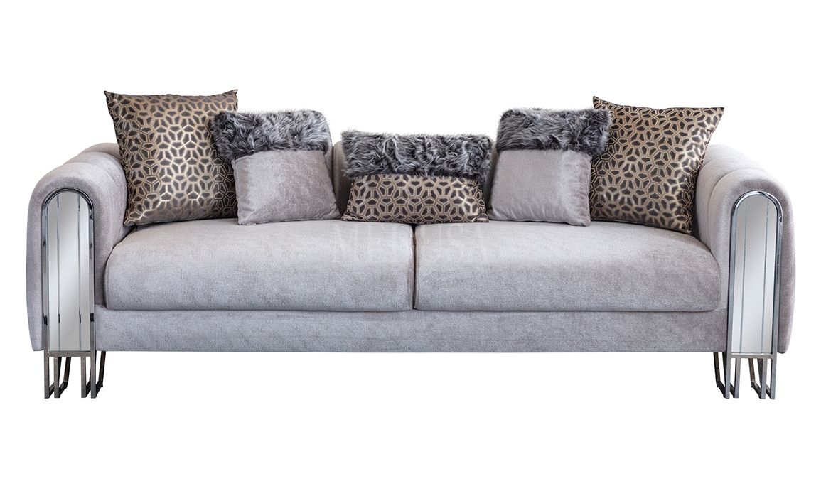 Medusa Home Mobilya - Solo Lux Beyaz Üçlü Koltuk