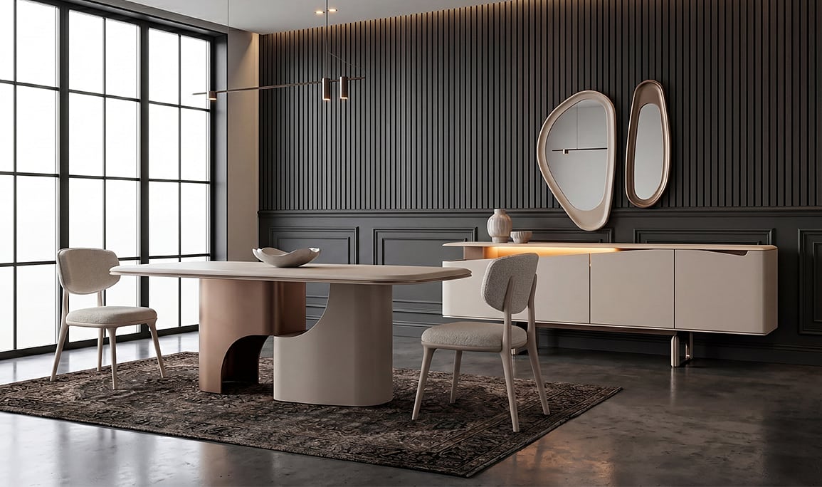 Medusa Home Mobilya - Sora Luxury Krem Yemek Odası