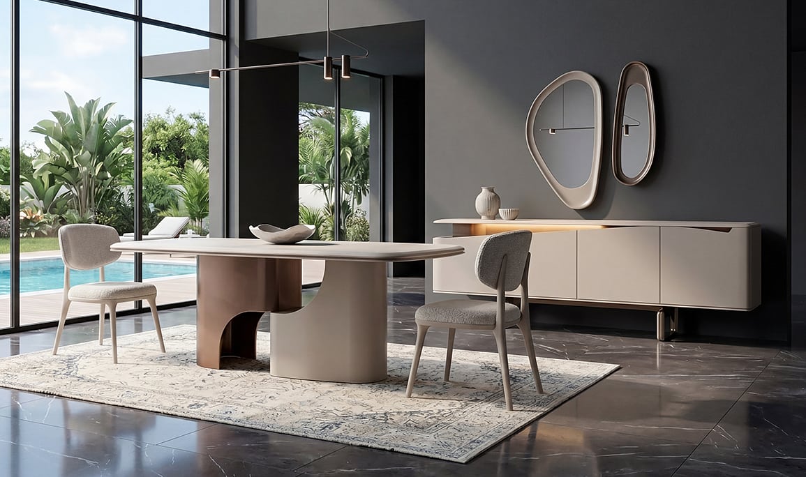 Medusa Home Mobilya - Sora Luxury Krem Yemek Odası