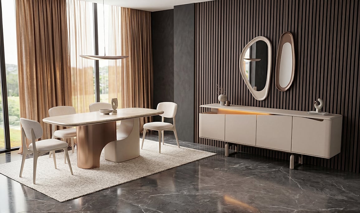Medusa Home Mobilya - Sora Luxury Krem Yemek Odası