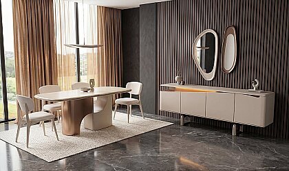 Medusa Home Mobilya - Sora Luxury Krem Yemek Odası