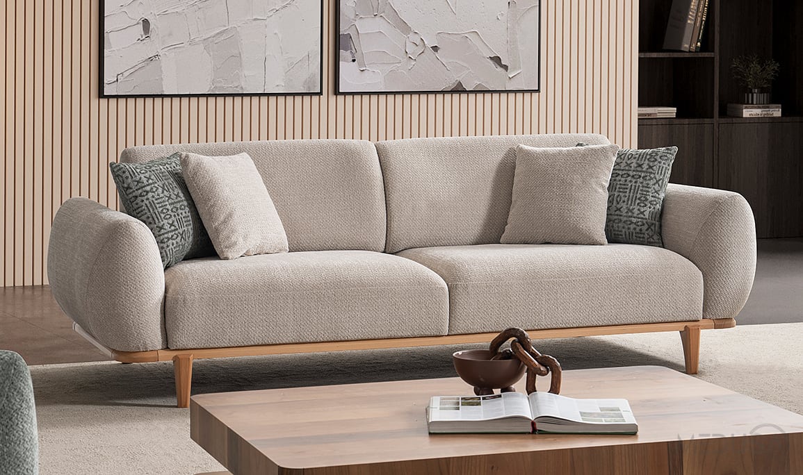 Medusa Home Mobilya - Sorya Krem Üçlü Koltuk Medusa Home Mobilya - Sorya Krem Üçlü Koltuk