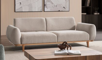 Medusa Home Mobilya - Sorya Krem Üçlü Koltuk