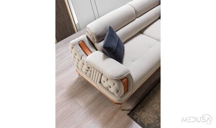 Medusa Home Mobilya - Star Luxury Krem Üçlü Koltuk