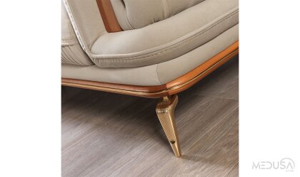 Medusa Home Mobilya - Star Luxury Krem Üçlü Koltuk