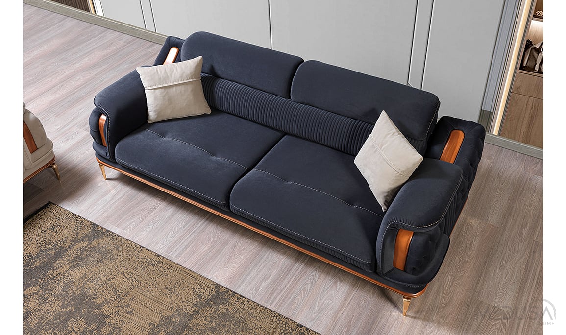 Medusa Home Mobilya - Star Luxury Lacivert Üçlü Koltuk