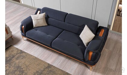 Medusa Home Mobilya - Star Luxury Lacivert Üçlü Koltuk