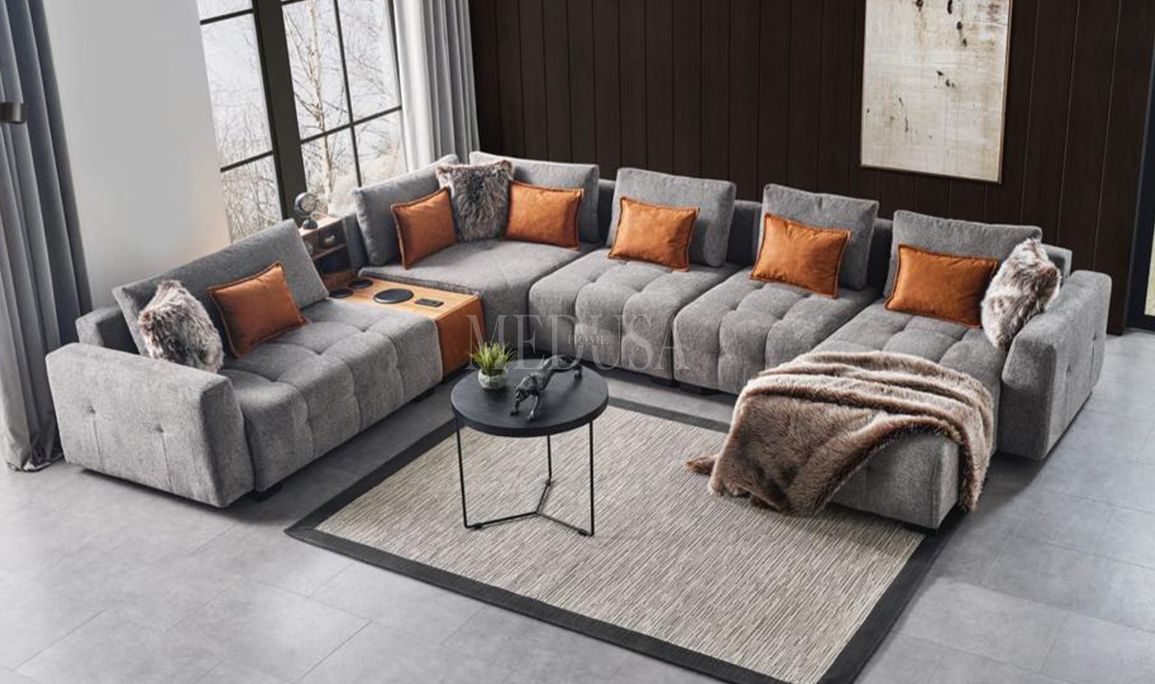 Medusa Home Mobilya - Stevan Gri U Köşe Takımı