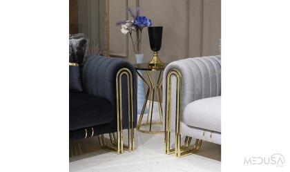 Medusa Home Mobilya - Stil Luxury Antrasit Üçlü Koltuk