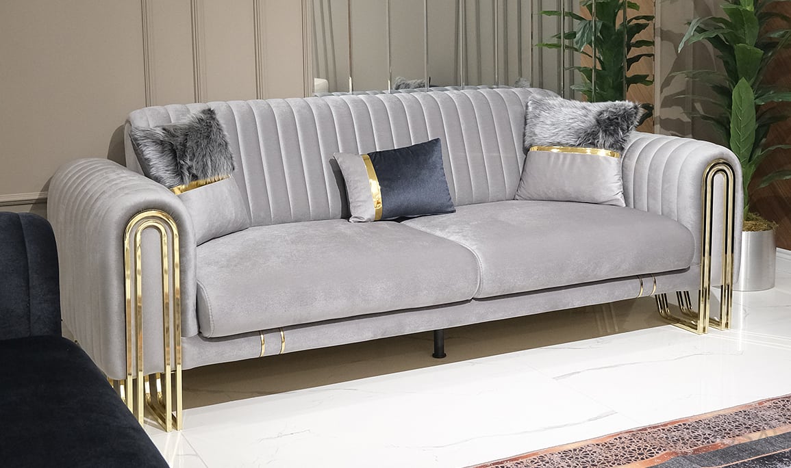 Medusa Home Mobilya - Stil Luxury Gri Üçlü Koltuk