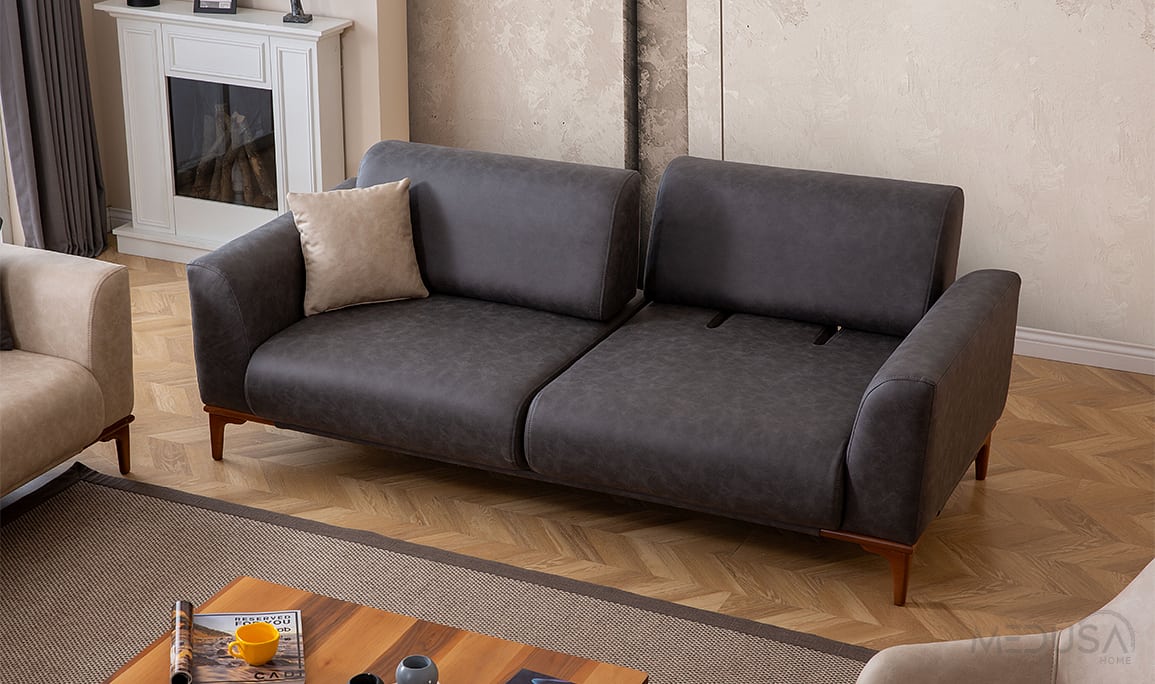 Medusa Home Mobilya - Storm Antrasit Üçlü Koltuk