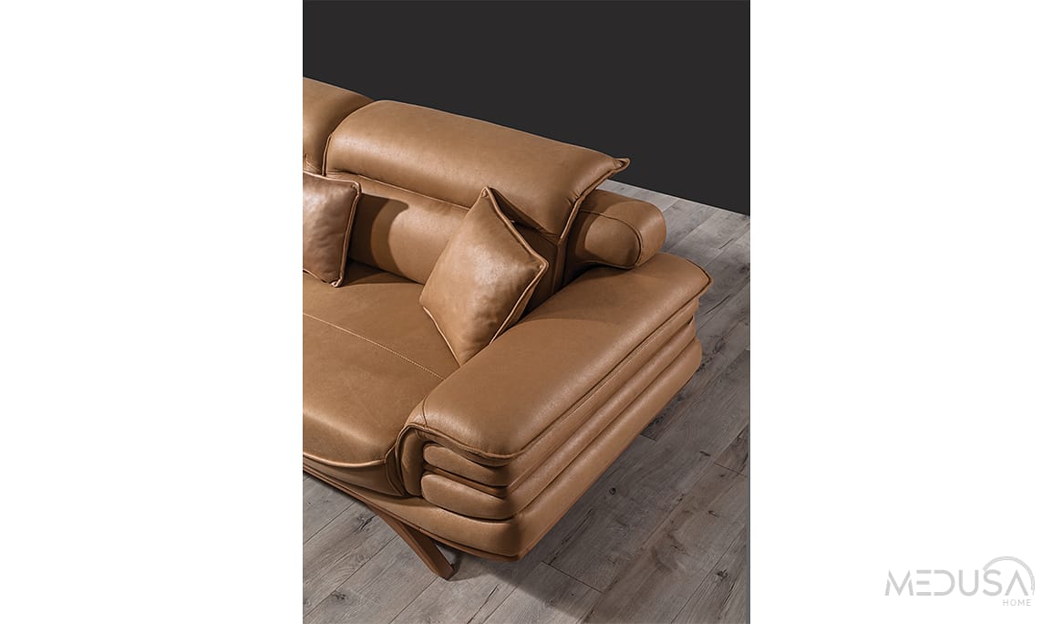 Medusa Home Mobilya - Striker Hardal Üçlü Koltuk