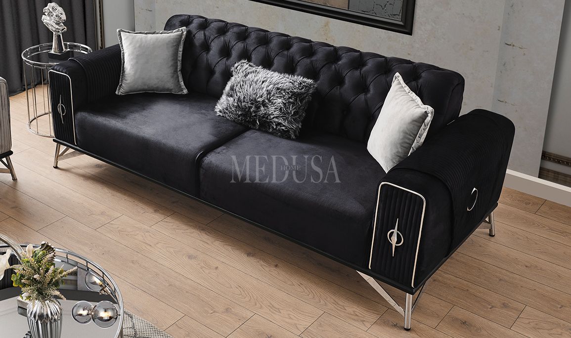 Medusa Home Mobilya - Stronger Üçlü Koltuk Siyah