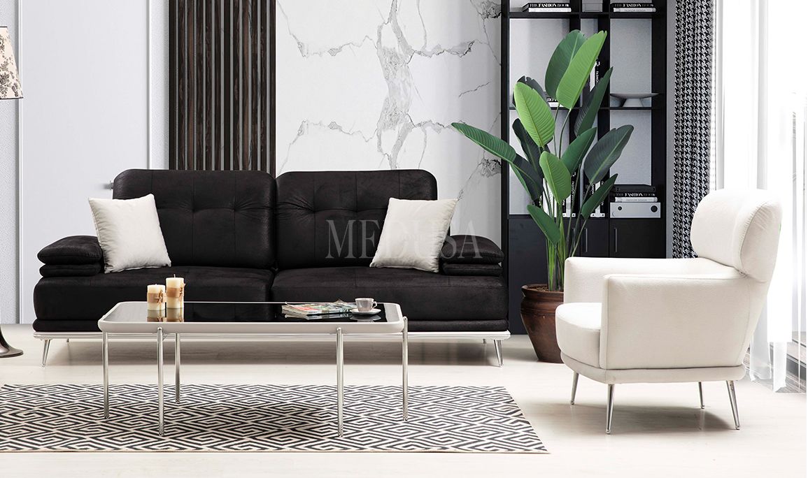 Medusa Home Mobilya - Suit Siyah Üçlü Koltuk
