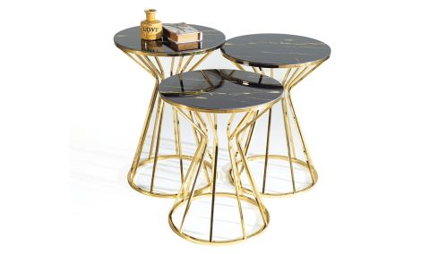 Medusa Home - Taç Black Gold Zigon Sehpa Medusa Home - Taç Black Gold Zigon Sehpa