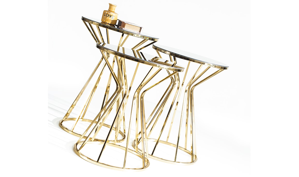 Medusa Home Mobilya - Taç Black Gold Zigon Sehpa