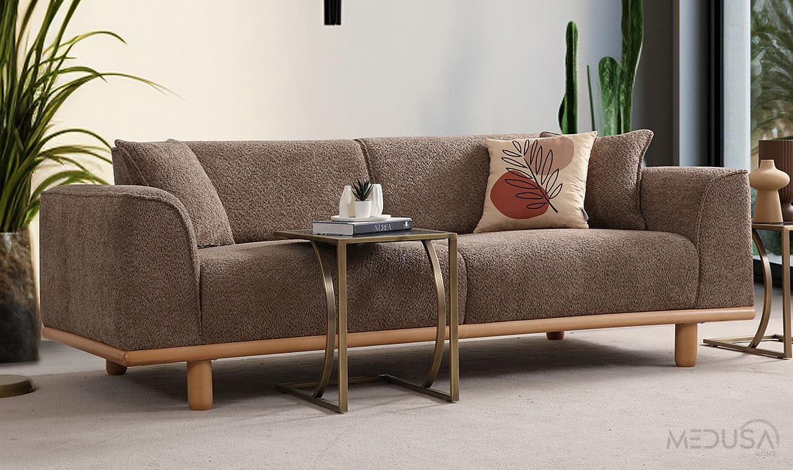Medusa Home Mobilya - Taç Kahve Üçlü Koltuk