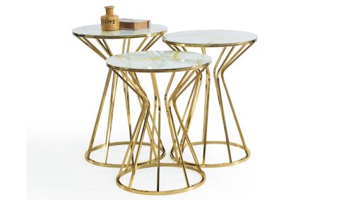 Medusa Home - Taç White Gold Zigon Sehpa Medusa Home - Taç White Gold Zigon Sehpa