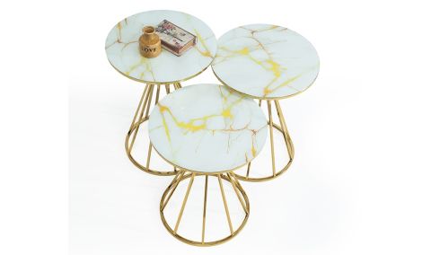 Medusa Home Mobilya - Taç White Gold Zigon Sehpa