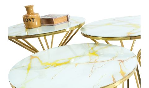 Medusa Home Mobilya - Taç White Gold Zigon Sehpa