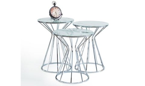 Medusa Home - Taç White Silver Zigon Sehpa Medusa Home - Taç White Silver Zigon Sehpa