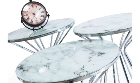 Medusa Home Mobilya - Taç White Silver Zigon Sehpa