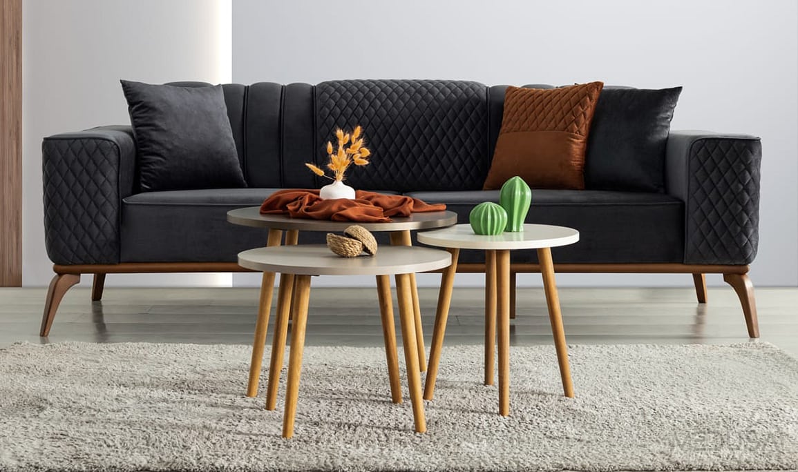 Medusa Home Mobilya - Taksim Antrasit Üçlü Koltuk