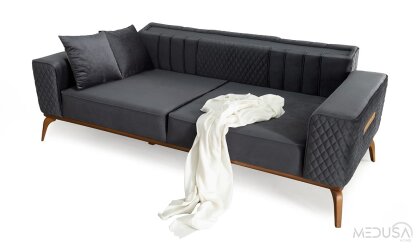 Medusa Home Mobilya - Taksim Antrasit Üçlü Koltuk
