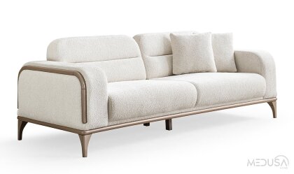 Medusa Home Mobilya - Tauri Beyaz Üçlü Koltuk